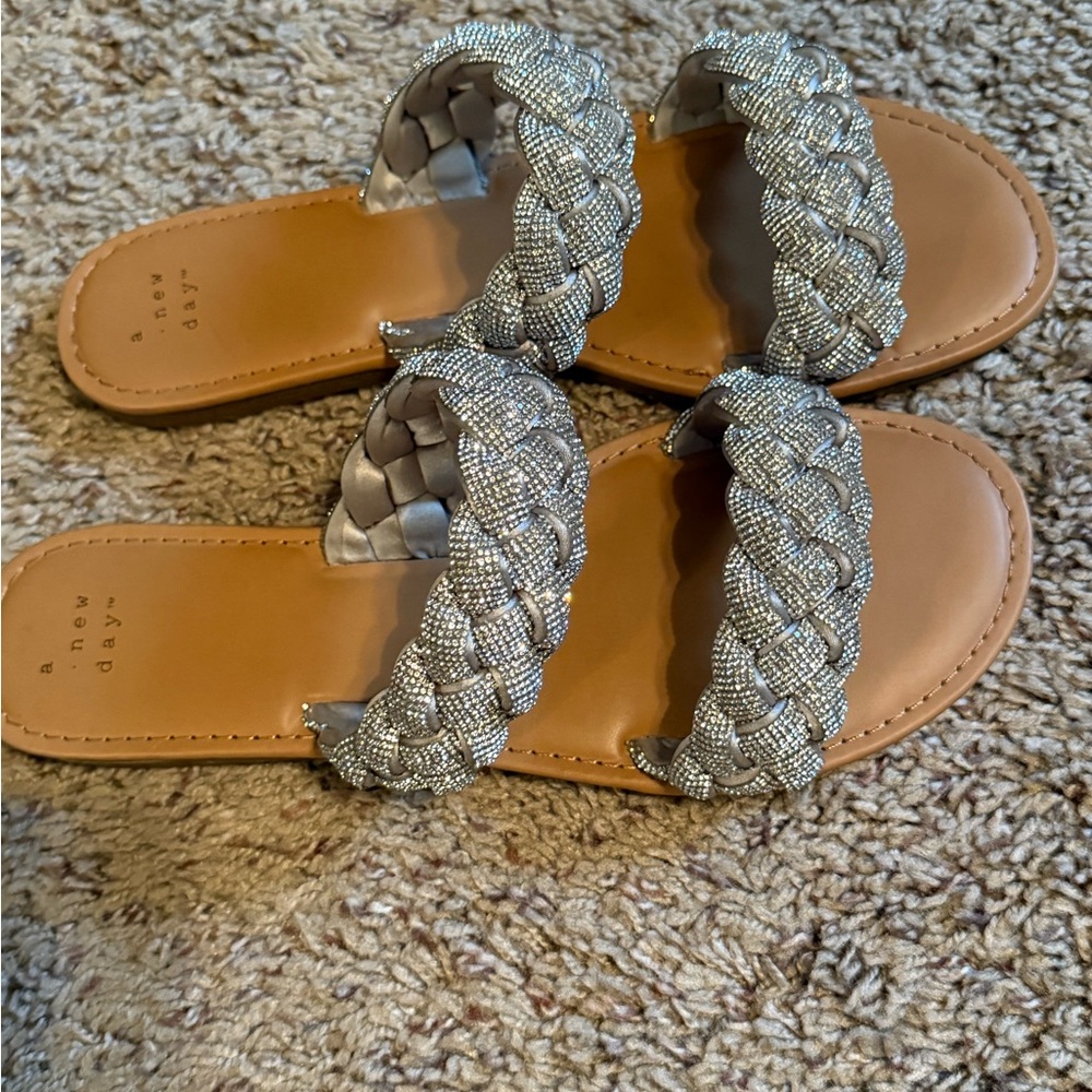 A New Day Women's Metallic Braided Sandals - Picture 2 of 2